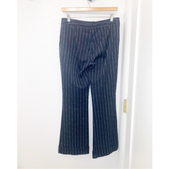 Y2K MISSONI Pinstripe Low Rise Flare Cuffed Dark Navy Trousers SZ: 6 - Picture 13 of 13